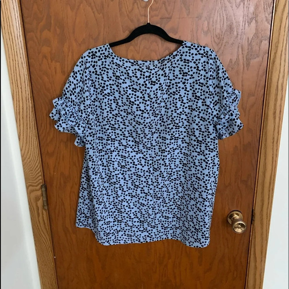 Lane Bryant Polka-Dot Ruffle Sleeve Blouse - Picture 4 of 4